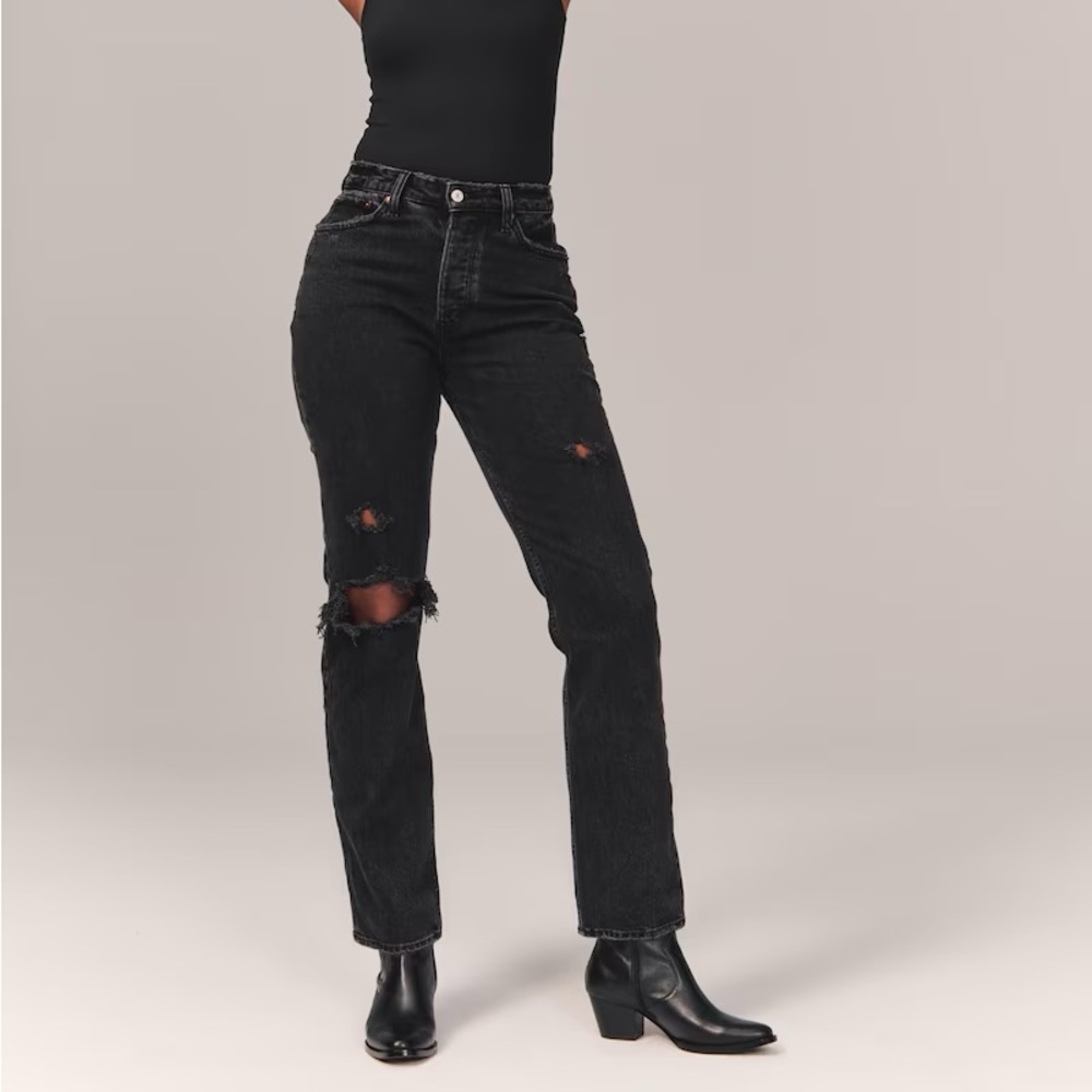 Abercrombie Curve Love high rise dad jean